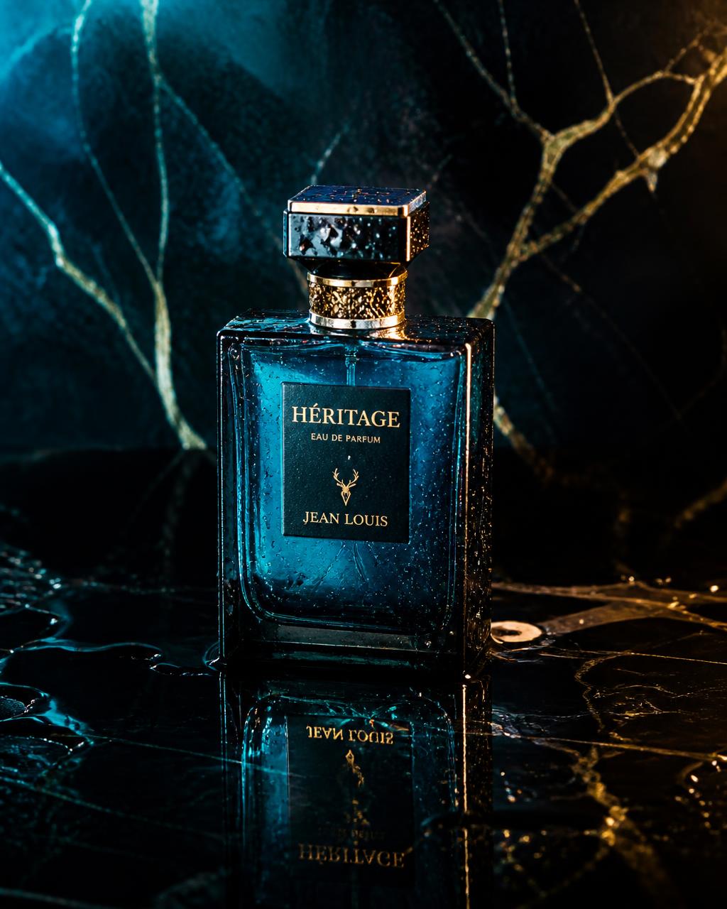 Amber glass perfume bottle lit by a hard studio light